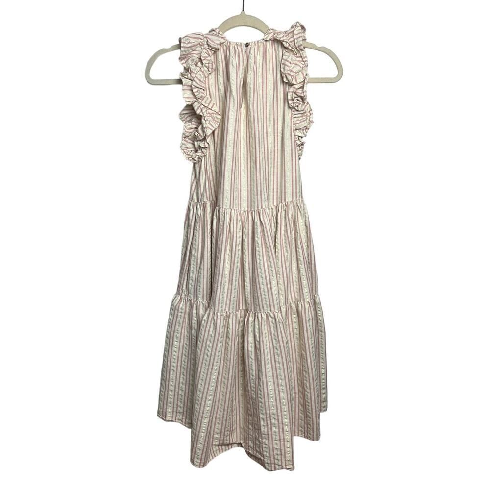 Ulla Johnson Tamsin Striped Cotton Ruffle Flutter Sleeve Dress Sz. 0 - Picture 6 of 10